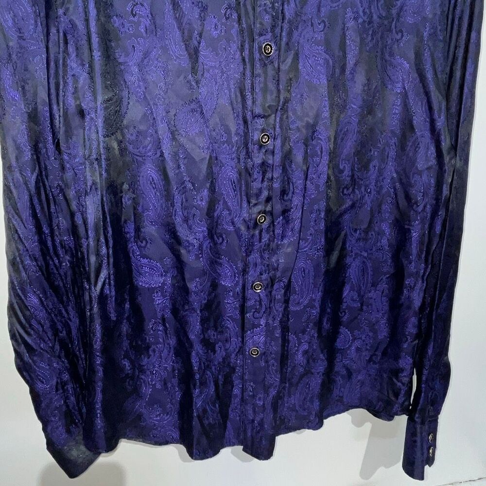 Coofandy Men's Purple Black Paisley Jacquard Button Down Shirt Size Medium - Picture 3 of 9